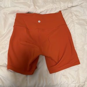 Orange lululemon allign shorts high rise